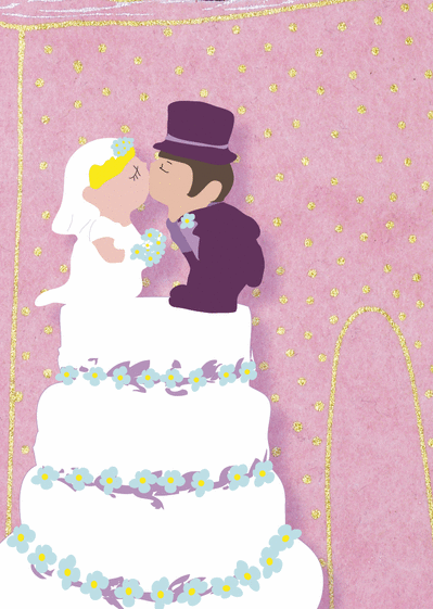 Petit couple sur un gateau de mariage